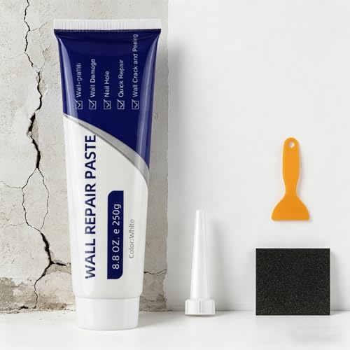 Drywall Patch Repair Kit with Scraper - 250g Wall Repair Paste, Quick Fill Wall Mending Agent for Holes, Cracks, Peeling & Graffiti, White Wall Repair Cream for Home Drywall Repair