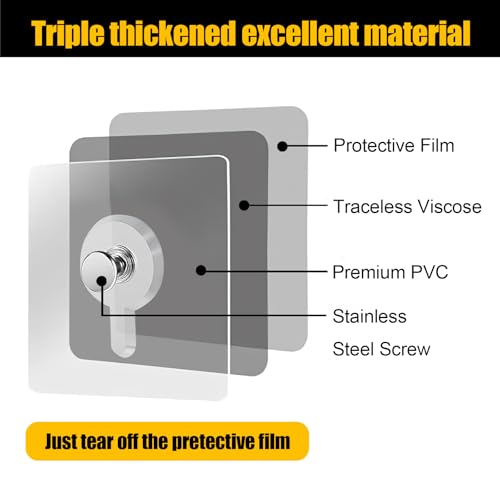 Adhesive Wall Hooks for Bathroom & Kitchen, 12 PCS Waterproof Damage-Free Hooks for Tile, Glass & Mirror – Strong No-Drill Hooks Without Nails, with Bonus Level for Picture Hanging on Smooth Surfaces