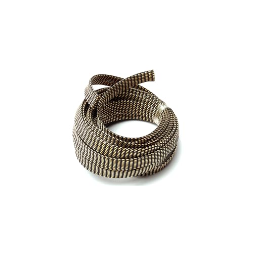 Othmro 16.4ft Length PET Flexible Expandable Braided Cable Sleeves 0.55in Width Wire Loom Sleeving and Organizer Flexible Wire Mesh Sleeves for TV Audio PC Computer Cords from Pet Chewing Black Gold - color: Black Gold, size: 0.35" Dia/16.4Ft