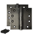 Solid Brass Door Hinge Heavy Duty Ball Bearing Polished 4x4 Inch - Set of 2 Hinges (Pewter) - color: Pewter