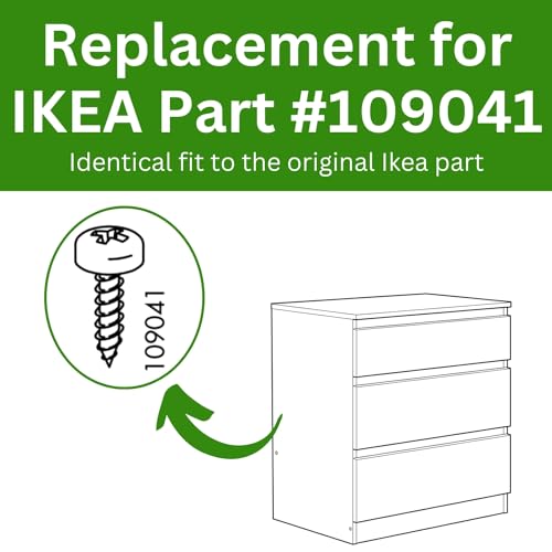 Spare Hardware Parts Replacement for IKEA Furniture Screw Chipboard Flat TRX Screw - Part #109041 | Chipboard Screw M4.0-1.8×13 Full Thread with PZD2 Recess | Pack of 24 - size: 109041