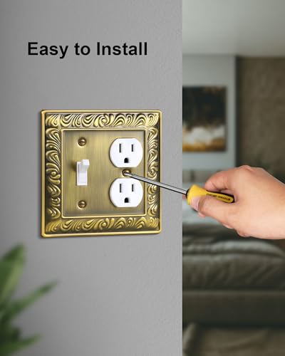 2-Pack Paisley Pattern Metal Combo Toggle/Duplex Light Switch Cover Plate - style: 1 Toggle/1 Duplex 2PK
