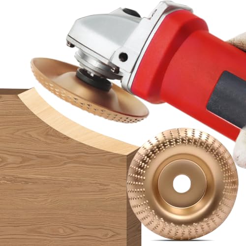 EMVANV 4 PCs Wood Carving Disc Set, for 4"" or 4 1/2"" Angle Grinder with 5/8"" Arbor Grinding Wheel Shaping Disc for Wood Cutting Grinder Cutting Wheel Attachments(Gold+Black)