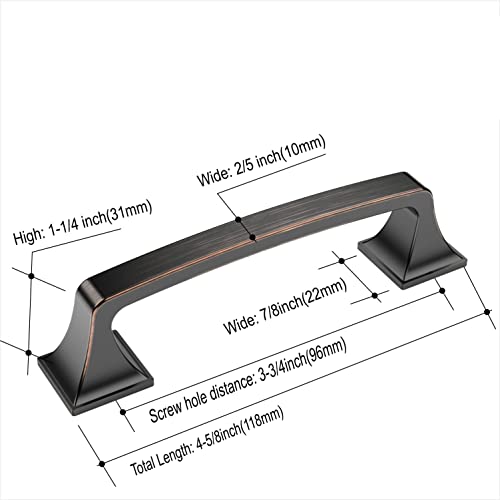 Amerdeco 10 Pack Oil Rubbed Bronze 3-3/4 Inch(96mm) Hole Centers Kitchen Cabinet Pulls Hardware Kitchen Handles for Cabinets Cupboard Handles Drawer Pulls - color: Oil Rubbed Bronze, size: 3.75" hole center