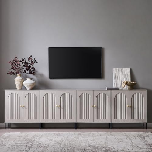 IFGET 123.5"W Modern Arch Sideboard Buffet Cabinet with Storage, Light Grey - color: Light Grey, size: 4 Pieces
