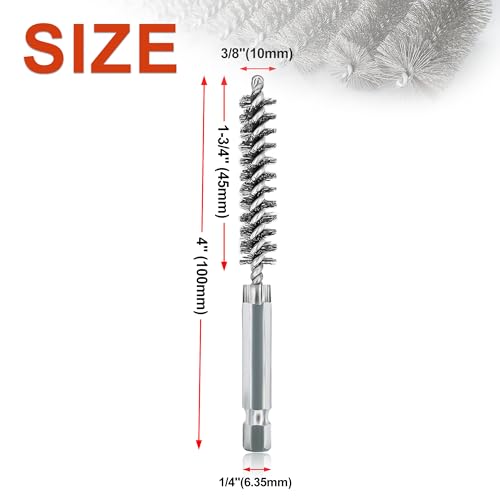 5Pcs 3/8" Stainless Steel Wire Bore Brush for Power Drill Cleaning - size: 10mm | 3/8"