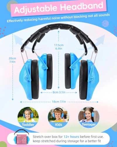 ZOHAN 032 Kids Noise Cancelling Headphones - 25dB NRR Kids Ear Protection, Hearing Protection Safety Ear Muffs for School Monster Truck Fireworks Traveling Studying Concerts Autism - Blue - color: 1pack - Blue