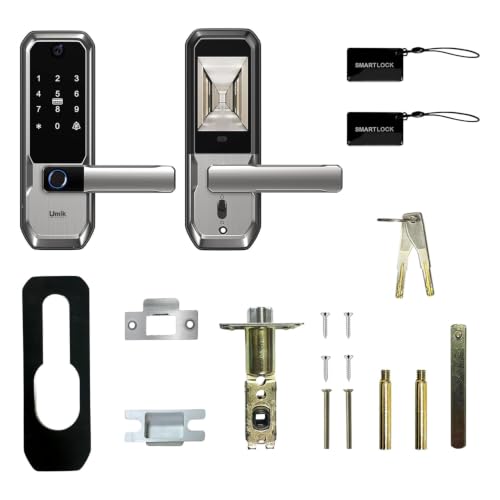 UMIKSMART WiFi Smart Door Lock with Camera, Fingerprint Keypad, App Control - color: Nickel