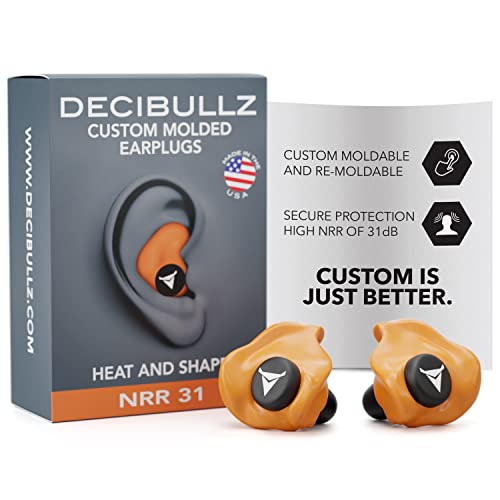 Decibullz Custom Molded Ear Plugs 31dB NRR Shooting Ear Protection (Orange) - color: Orange