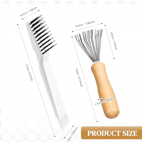 Boao 2 Pack Hair Brush Cleaner,White,Wood Color,Polished Wooden Handle Rake - color: White, Wood Color, style: Polished Wooden Handle Rake