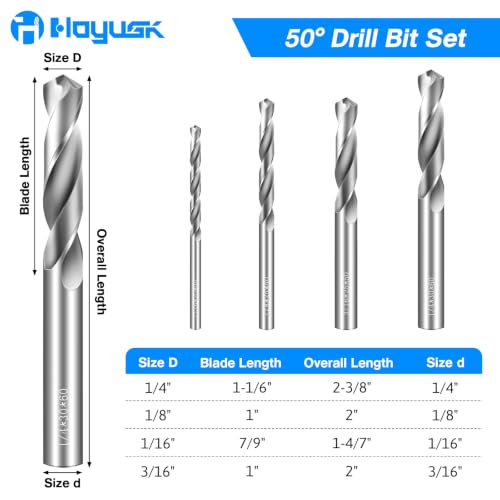 Drill Bit Set 4 Pcs Solid Carbide Drill Bits, 1/8" 1/4" 1/16" 3/16" Tungsten Carbide Drill Bits, Metal Drill Bit Set for Aluminum Alloy Copper Steel Hardened Steel Cast Iron - size: 4PCS-1/4" 3/16" 1/8" 1/16"