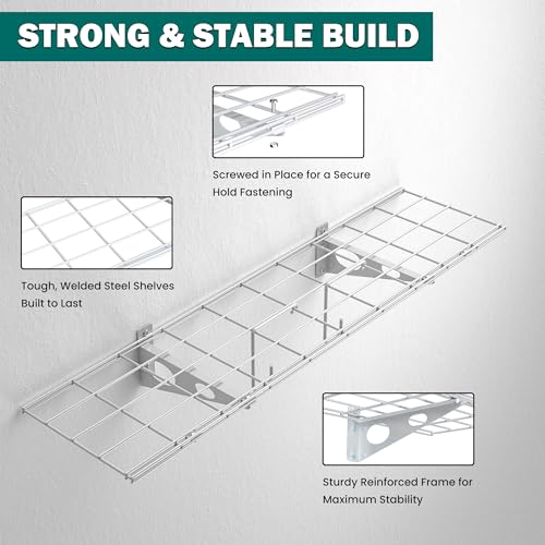EVERHANGER Garage Wall Shelves, 12 X 48 Inch Wall Mounted Storage Shelves - color: White, size: 48X 12inch