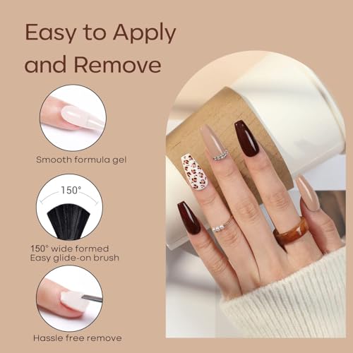 modelones Gel Nail Polish Set 6 Colors, Brown Nude Chocolate Glitter Black - color: A A1 Chocolate Cone