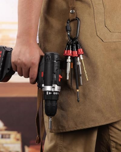 Bit Holder Keychain 12 Pcs, 1/4-Inch Hex Shank Quick Release, Black Red - color: Black and Red