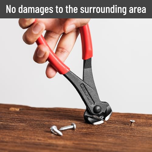 Bates- Nail Puller, 7 Inch Steel End Cutting Pliers - color: Red, size: 7", 1 Pack