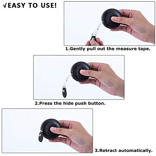 Sewing Tape Measure, Medical Body Cloth Tailor Craft Dieting Measuring Tape, 60 Inch/1.5M Dual Sided Retractable Ruler with Push Button Round(1 Pack, Black) - color: Black 1 pack