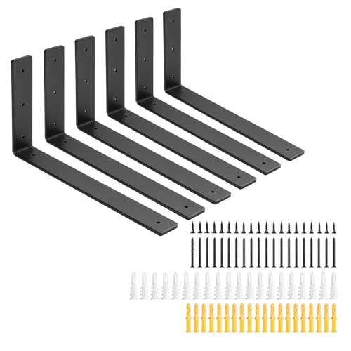 12 Inch Heavy Duty Floating Shelf L Brackets, 160 lbs, 6 Pack - size: 12x6"(6pcs)