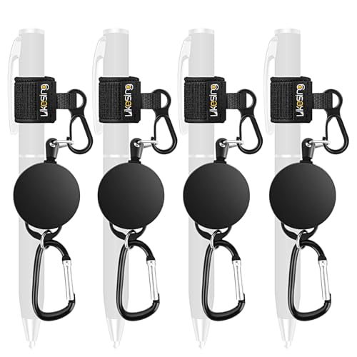 Likesing Retractable Pen Holder, 27.5" 4 Elastic Pen Leash Set(Black) - color: Black-4 CircularCilp