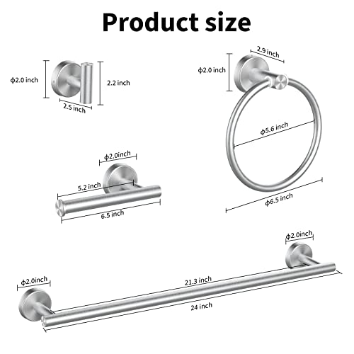 Cilee 8 Piece Brushed Nickel Bathroom Hardware Set, 24inch Towel Bar Set - color: Brushed Nickel