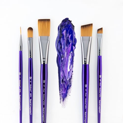 Royal & Langnickel Moderna, 5pc Angular & Stroke Variety Brush Set for All Painting Mediums, Includes - Stroke, Angular, Liner & Filbert Brushes Purple - style: Angular & Stroke