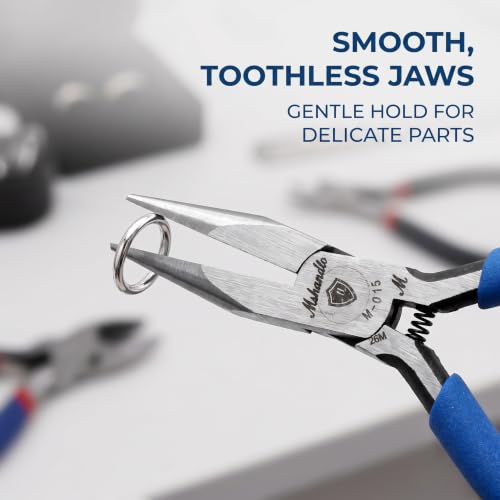Smooth Jaw Needle Nose Pliers, mshandto 4.8" Non-Serrated High Carbon Steel Long Nose Pliers for Jewelry Making, Wire Bending & Craft DIY, Electronics Repair, Object Grasping Precision Pliers - size: 4.8"-1Pack-Smooth Jaw