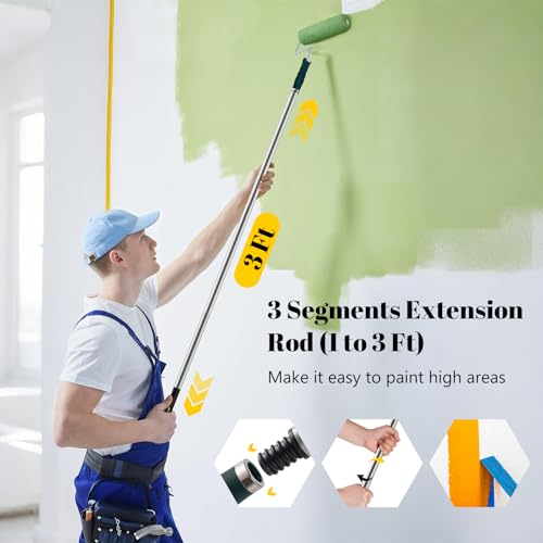 Paint Roller Kit with Extension Pole, 9 Inch Paint Roller Set