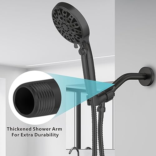 Shower Arm with Flange, 6 Inches Wall Mount Replacement Shower Head Arm For Fixed Shower Head and Handheld Showerhead, Matte Black - color: Matte Black, style: 6 Inch