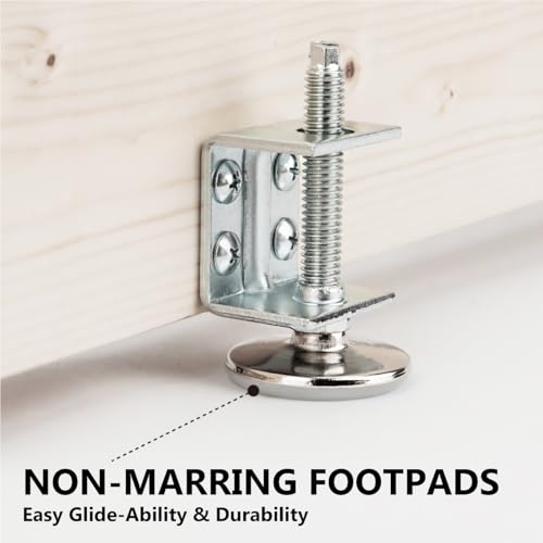 POWERTEC U-Bracket Leg Levelers 8PK, Heavy Duty Adjustable Furniture Feet for Work Bench/Desk/Cabinet, w/Non-Marring Pads (71151-P2) - size: U Bracket Leveler, Set of 8
