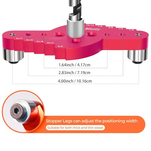 Dowel Jig Kit for Floating Shelf Bracket(& 1/2" x 11.8" Drill Bit), Self-Centering Scriber(& 1/4", 5/16", 3/8" Drill Bit),Drill Guide for Hidden Shelf Brackets & Mantels,Centering Hole Drill(Red) - color: Red