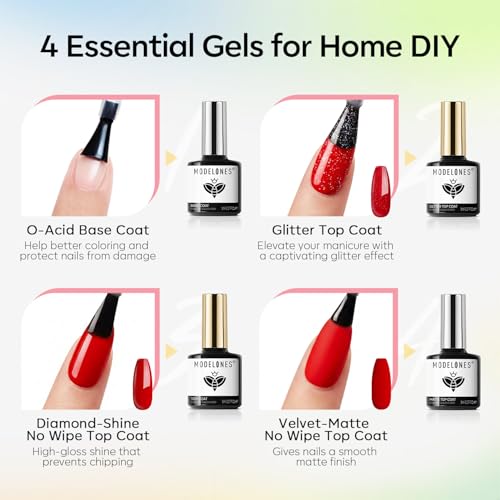 modelones Gel Nail Polish Set Nude Glitter 32PCS 28Colors Pink Blue Green - color: A2-Mild Palette