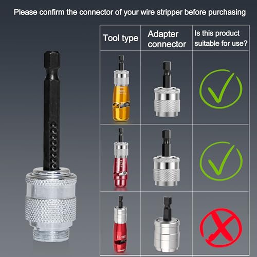 2PCS Wire Stripper Connecting Rod for Drill,Wire Stripper Adapters,Thread Diameter 0.6 Inches