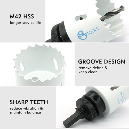 GMTOOLS Hole Saw Kit Bi Metal, with 3/4" to 2-1/2" 22 PCS Saw Blades in Case, Hole Saw Set for Metal, Wood and Plastic, with Clean and Smooth Cutting Edge, Fast Chip Removal - style: BI Hole Saw 22pcs