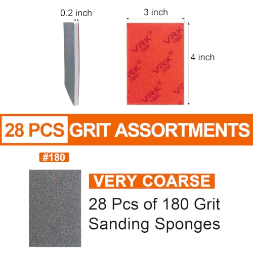 28 Pcs 180 Grit Sanding Sponge Soft Foam Hand Sanding Blocks - style: 180 Grit 28PCS