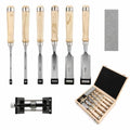 8 Pcs Wood Chisel Set for Woodworking, CR-V Steel Wood Carving Chisels Kit (1/4" to 1-1/2") with Sharpening Stone & Honing Guide, Professional Carpentry Hand Tools in Wooden Box