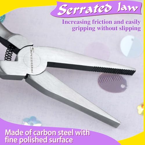 SPEEDWOX Flat Nose Pliers for Jewelry Making Serrated Jaw Pliers Mini Duck Bill Plier Bracelet Bending Plier Jewellery Making Tool Beading Flat Wire Plyer for Wire Wrapping Bending Ring Opening - style: Flat Nose Pliers Serrated Jaws