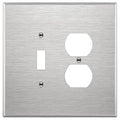ENERLITES Combination Toggle & Duplex Metal Wall Plate, Oversize, Silver - color: Stainless Steel, size: Over-Size