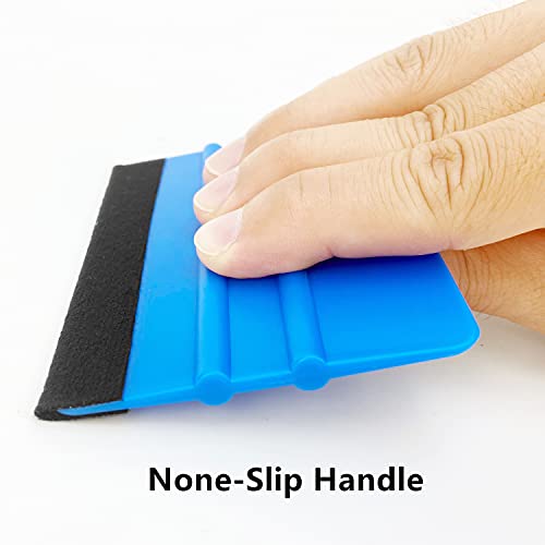CCyanzi 4inch Vinyl Squeegee Tool Window Film Squeegee Decal Scraper Sign-Making Graphic Wallpaper Application, Felt Edge Protection Prevents Scratches - 10Piece Blue - color: Blue