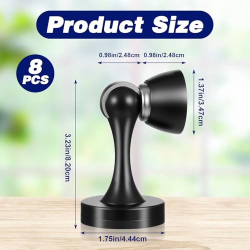 8 Pack Magnetic Door Stop, Black Zinc Alloy Door Stopper, Heavy Duty Wall and Floor Mounted Door Holder with Screws for Home Office, Keep Door Open
