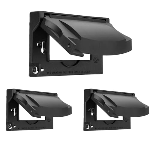 BESTTEN 3 PK 1-Gang Outdoor Outlet Wall Plate Cover, Standard Size, Black