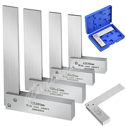 Machinist Square Set 2, 3, 4, 5 Inch, Atarvana Mechanical Steel High Precision Squares, Harden Carbon Steel, 90 Degree Wide Base, L-Type Right Angle Ruler Tool for Woodworking - style: Set of 2, 3, 4, 5 Inch