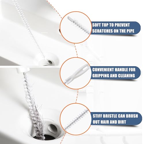 Drain Snake Hair Clog Remover Tool Set - 9 Pack Deep Cleaning Kit | 35.5" 4-Claw Metal Grabber | 25" Flexible Drain Snake | Pipe Brushes, For Sink, Shower, Tub, Toilet, Kitchen, Bathroom, Sewer