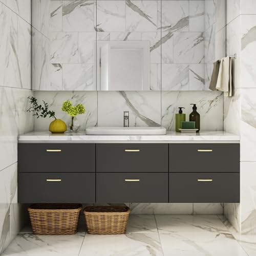 Ravinte Brushed Gold Cabinet Pulls Curved Drawer Handles 3 Inch CC, 30 Pack - color: Brushed Brass