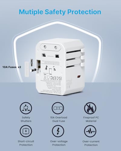 VINTAR Universal Travel Adapter 70W GaN, 3USB-C & 2USB-A for Laptops - color: 70W White1