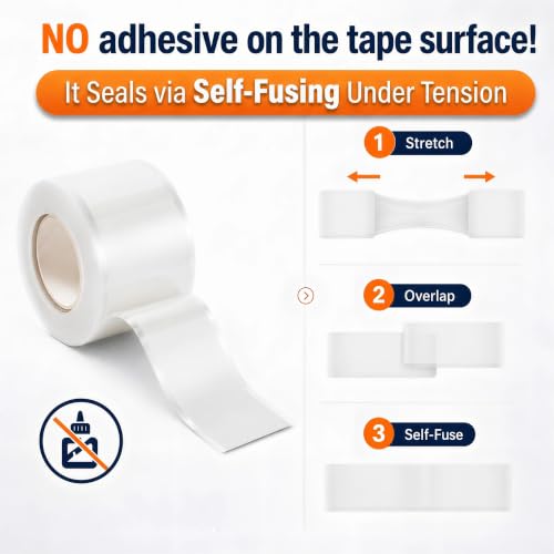 White Self Fusing Silicone Tape 2 Rolls Plumbers Tape 1 in x 10 Ft - color: White