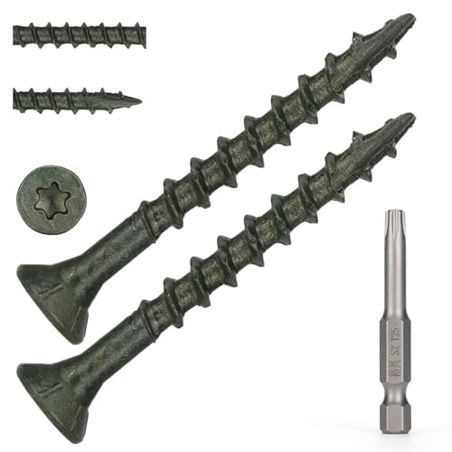 Wood Screws #8 x 1-5/8’’, T25 Star Torx Drive Flat Head Deck Screws, Green, 154Pcs (1lb) - color: Green, size: 8X1-5/8’’