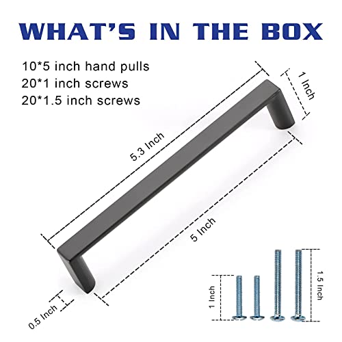 2 Pack 5 Inch Matte Black Cabinet Pulls, Black Kitchen Hardware | Heavy-Duty Solid Zinc, Easy to Install, Good Scratch Resistance, Durability, Modern, Kitchen Pulls for Drawers Dressers - color: Matte Black, size: 5"/128MM Hole Center, style: 2 Pack