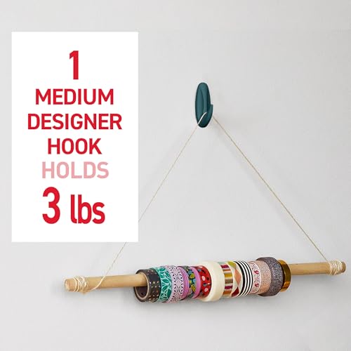 Command Medium Designer Hooks, 9 Hooks, 12 Strips - color: Twilight Teal