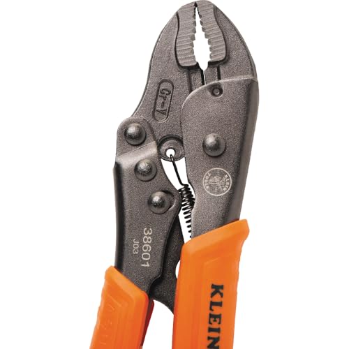 Klein Tools 38601 Curved Jaw Locking Pliers with Quick Release Handles, Intuitive Thumb Knob, High Torque, Mole Grips for Clamping and Gripping, 7-Inch - size: 7-Inch