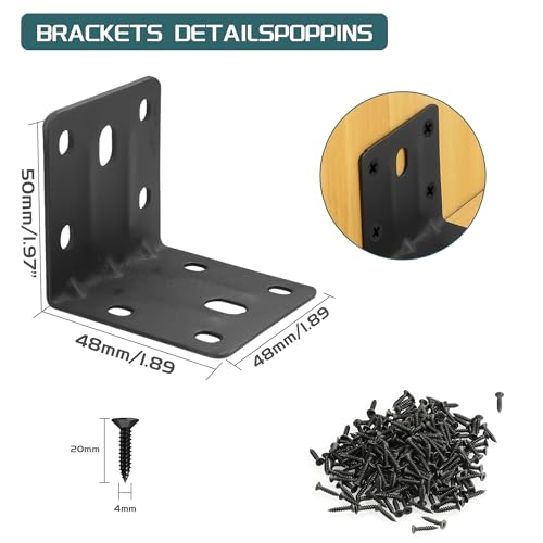 Alise 10 Pack Black 2x2in L Brackets Heavy Duty Metal for Wood Furniture - color: Matte Black, size: (10P) 2X2 inch