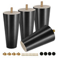 FoDau770 Rubber Wood Legs 5", Straight Taper, 5/16"-18 Thread, Black, 4pcs | Wood Couch legs - Mid Century Sofa Legs - Furniture legs Replacement for Cabinet Dresser Chair Ottoman - color: Black, size: 5 Inch - Straight (90°)
